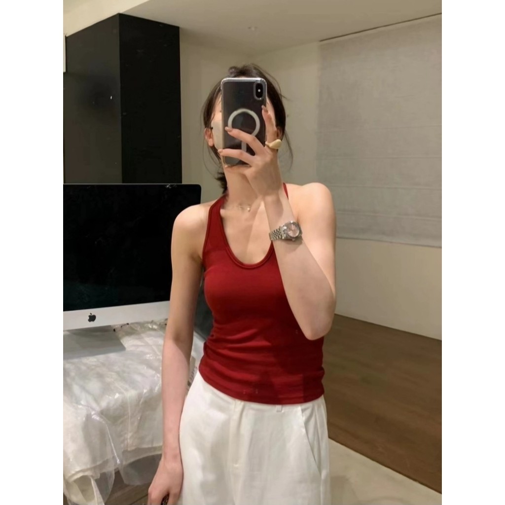 🌜Moonling🌛 พร้อมส่งจากไทย  เสื้อกล้าม มีฟองน้ำ ผ้าร่องเล็กฟิลคาวาอี้ สีพื้นยืดกำลังดี *FY298* - รูปที่ 4