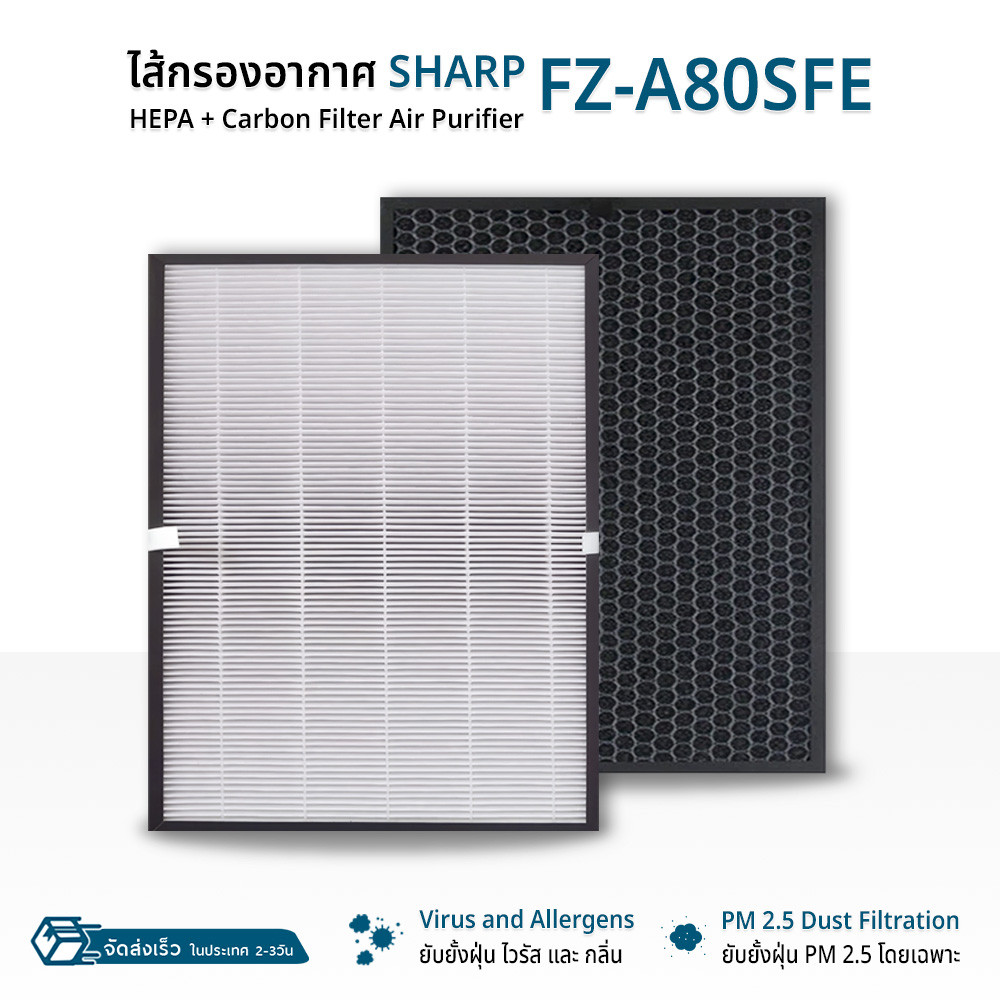 9Gadget - ไส้กรอง Sharp FZ-A80SFE / FU-A80TA / FU-A80TA-W / N แผ่นกรองอากาศ เครื่องฟอกอากาศ Filter