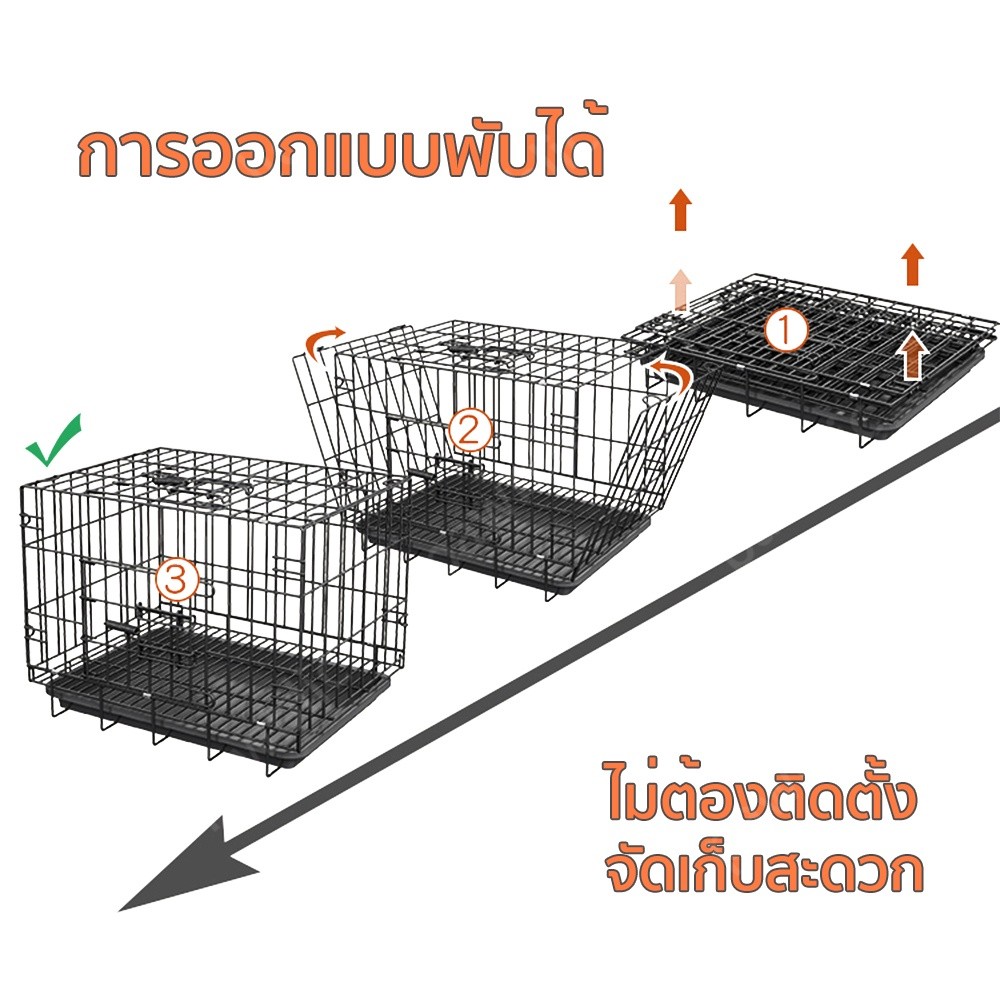 กรงสัตว์เลี้ยง 61*42*50cm ลวดหนา ด้วยพาเลท พับเก็บได้ กรงนก กรงนกพิราบ กรงหมา กรงกระต่าย กรงกระรอก - รูปที่ 3