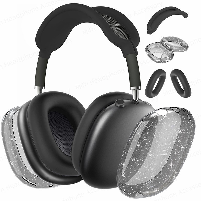 2024 สําหรับ AirPod Max ฝาครอบหูฟัง 3D โปร่งใส Anti fall และกันฝุ่นสําหรับ AirPods Max Glitter ความง