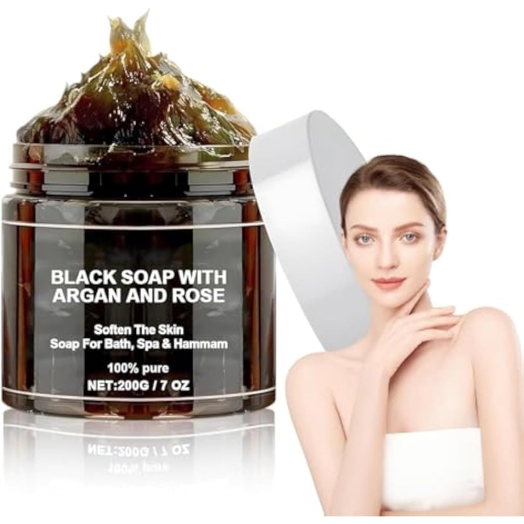 Zawina Morocco Black Beldi Soap, Zawina Morocco Body Scrub, สบู่ดําโมร็อกโกพร้อมอาร์แกนและกุหลาบ, สบ