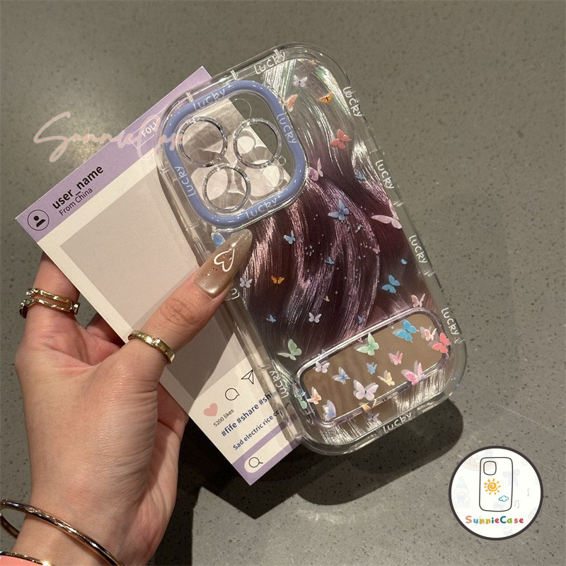 ผีเสื้อ เคสไอโฟน11 สำหรับ IPhone 15 12 16 13 11 14 Pro Max XR X XS 7Plus 8Plus Max 7 15 8 Plus SE เคสโทรศัพท์ถุงลมนิรภัย - รูปที่ 3