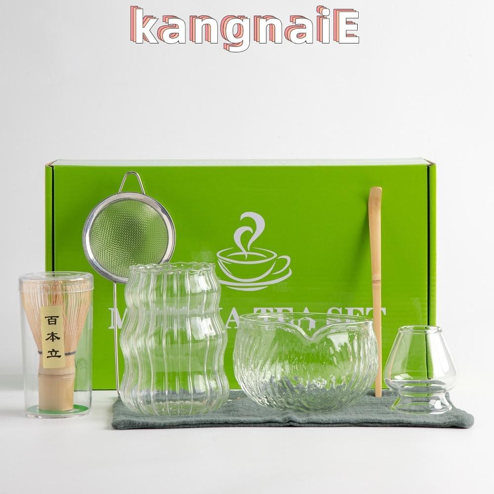 KANGNAI 7 ชิ้น/เซ็ตญี่ปุ่น Matcha ชุดชา,ช้อนชาไม้ไผ่ Matcha Whisk แปรง Matcha Blender ชุด, นํากลับมาใช้ใหม่ DIY ปลอดภัยแก้วชาเขียว Whisk Home