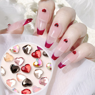 UR น้ําตาล 10 ชิ้น/ถุงผสมหัวใจ Rhinestones Jelly โปร่งใสเล็บ…