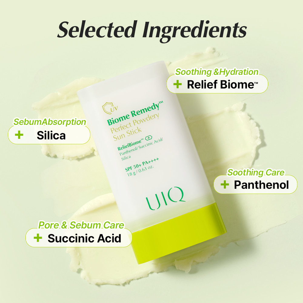 UIQ Biome Re. Perfect Powdery Sun Stick SPF50+ PA++++ กันแดดสติ๊ก เนื้อแมตต์ คุมมัน บางเบา (แถมของสะสม RIIZE) — صورة 4