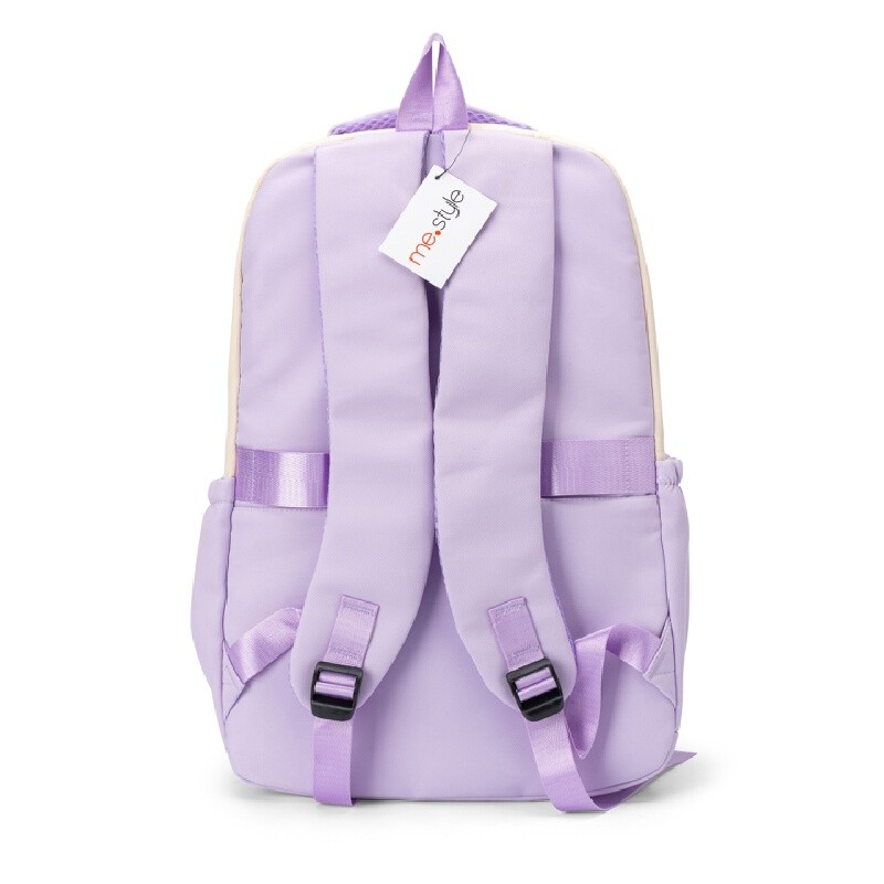 ME.STYLE กระเป๋าเป้พร้อมกระเป๋าใส่เหรียญปักแมว สีม่วง ขนาด 47x33x20 ซม.