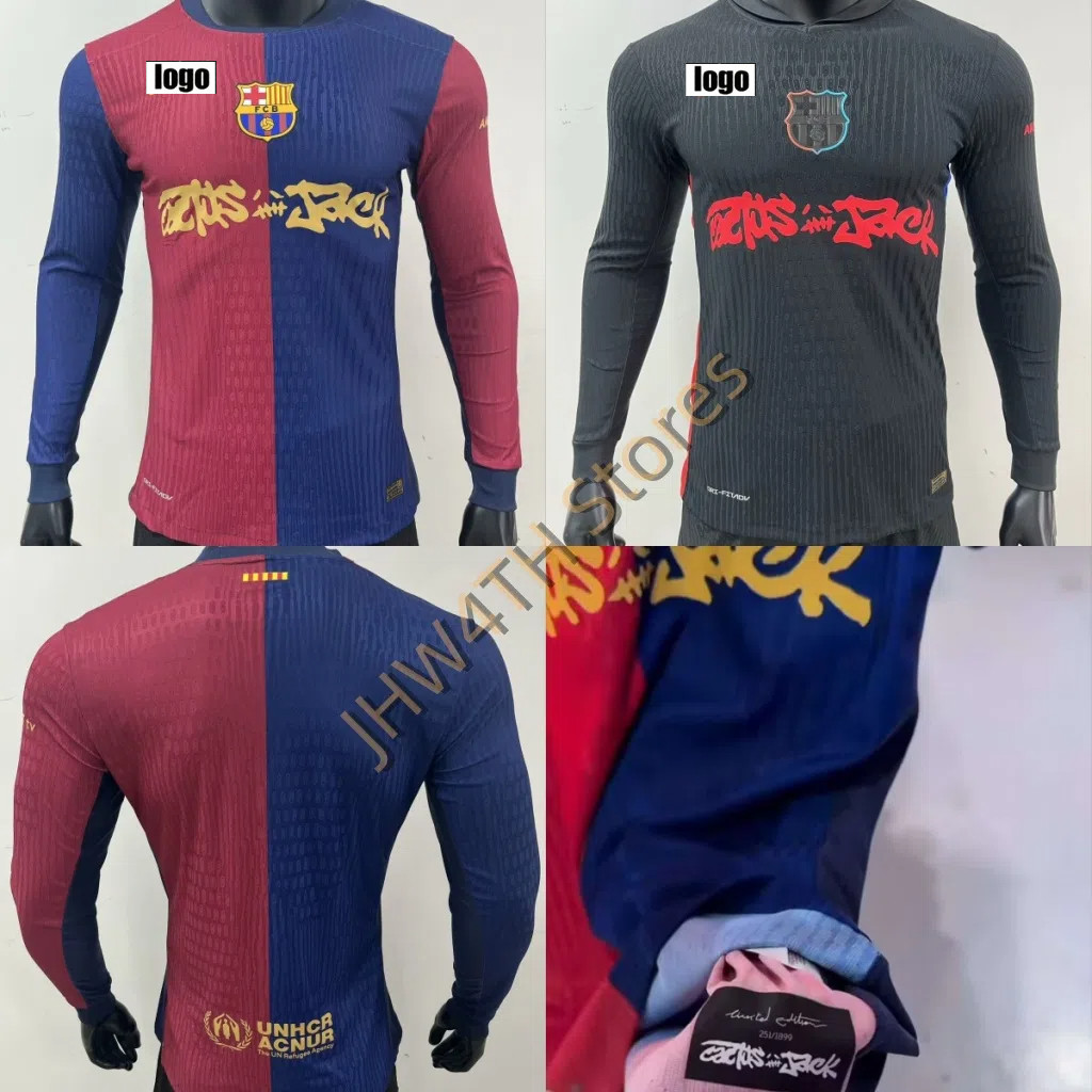 Player Issue 24/25 Barcelona TRAVIS SCOTT Jersey Cactus Jack Long Sleeve Football Shirt