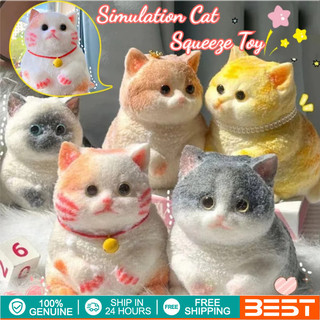 PurrFection Squeezers Ultra-Slow Rebound Cat Stress Relief Toys Realistic Desk Decor for Anxiety