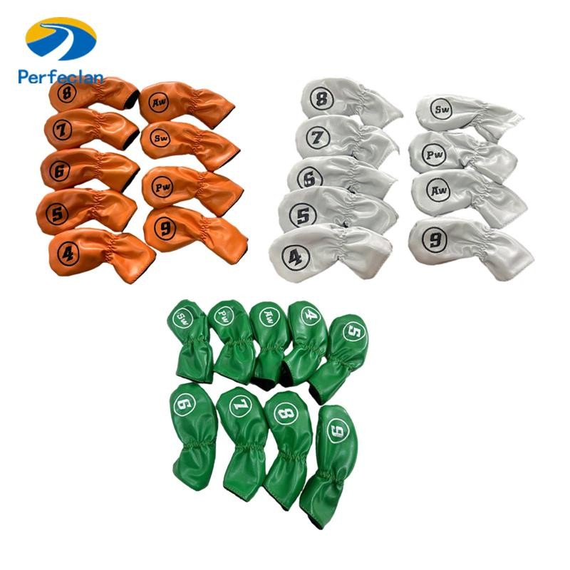 Perfeclan 9 ชิ้นกอล์ฟเหล็ก Headcover ป้องกัน Sleeves4 5 6 7 8 9 Aw Sw Pw น้ํา