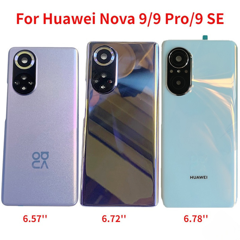 กระจกด้านหลังใหม่สําหรับ Huawe i Nova 9 Nova 9 Pro Nova 9 SE ฝาหลังแบตเตอรี่ด้านหลังประตูกรณีพร้อมกรอบเลนส์กล้อง