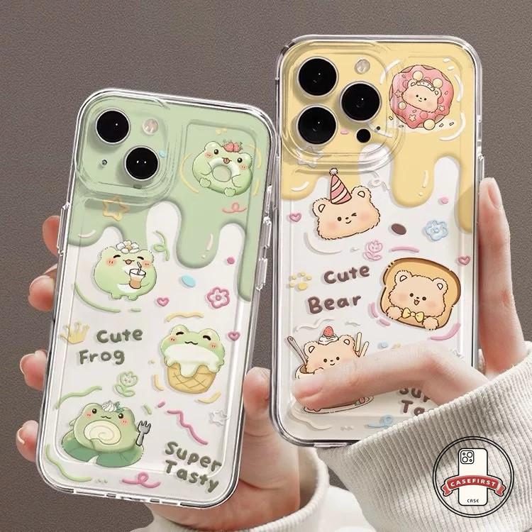 การ์ตูนบัตเตอร์หมีกบไอศครีมดูเดิลน่ารัก เคส Realme C55 C21 C35 C20 C53 C15 C25Y C11 C3 C12 C25 6i 5i 8i 5 11 C51 C67 C31