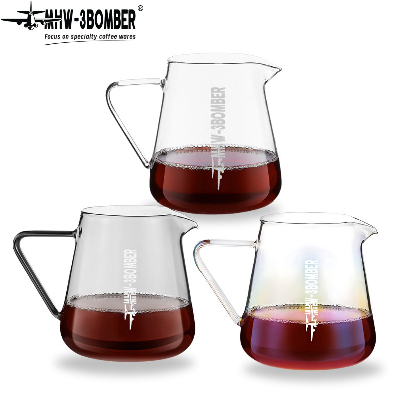 MHW-3BOMBER 500ml Glass Coffee Server Pour Over Coffee Pot Clear Espresso Dripper Brewer