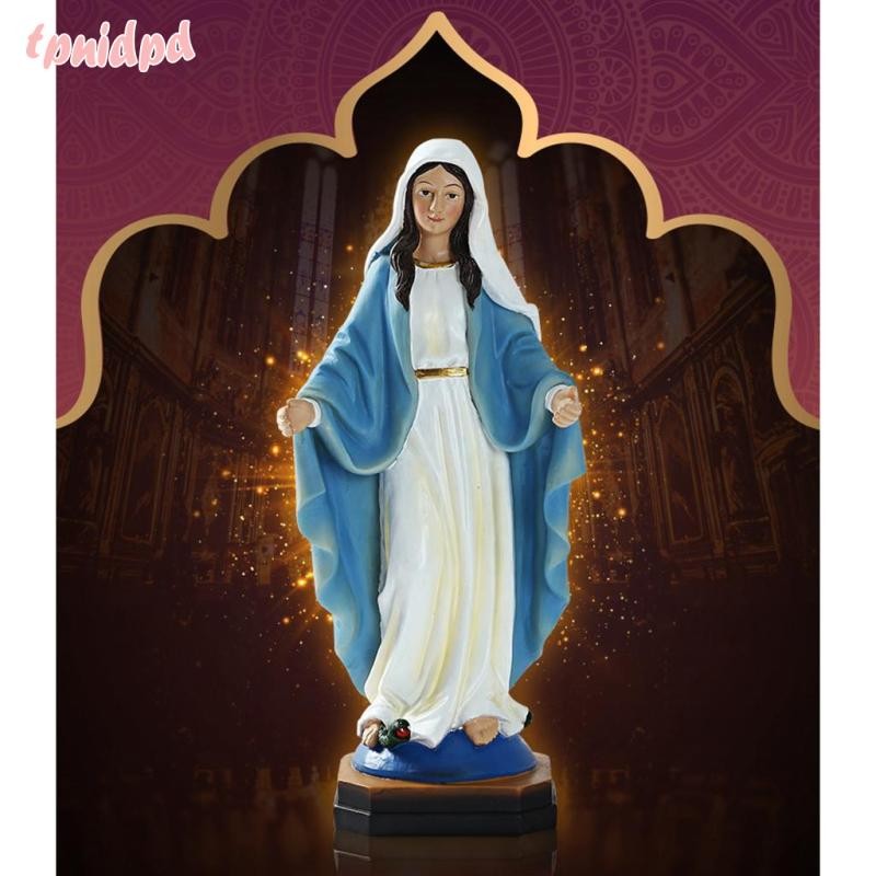 [tpnidpd] 1 ชิ้นเรซิ่นพระแม่มารีรูปปั้นรูปแฮนด์เมดศาสนาของขวัญตกแต่งบ้าน