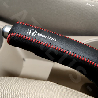 Honda ปลอกหุ้มเบรคมือสําหรับรถยนต์ ปลอกหุ้มลูกบิดรถยนต์ หนังเทียม ปลอกหุ้มเบรคมือ กันลื่น ครอบเบรคมือ สำหรับ Honda Civic 11th 10th gen fe fk fd Fit ge HRV Jazz gk City Hatchback Odyssey CRV BRV WRV Mugen