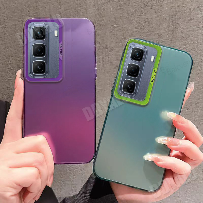 สําหรับ Infinix Hot 50 5G X6720 Pro + Plus 4G X6880 X6881 X6882 Metallic Aurora Skin ปลอกหรูหราสีสันซิลิโคนกันกระแทกคลุมทั้งหมดป้องกันลายนิ้วมือปกหลัง