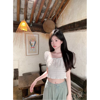 Beryl แขนสั้นทรงพัฟสไตล์ฝรั่งเศสที่อ่อนโยนและอ่อนหวานสำหรับผู้หญิง