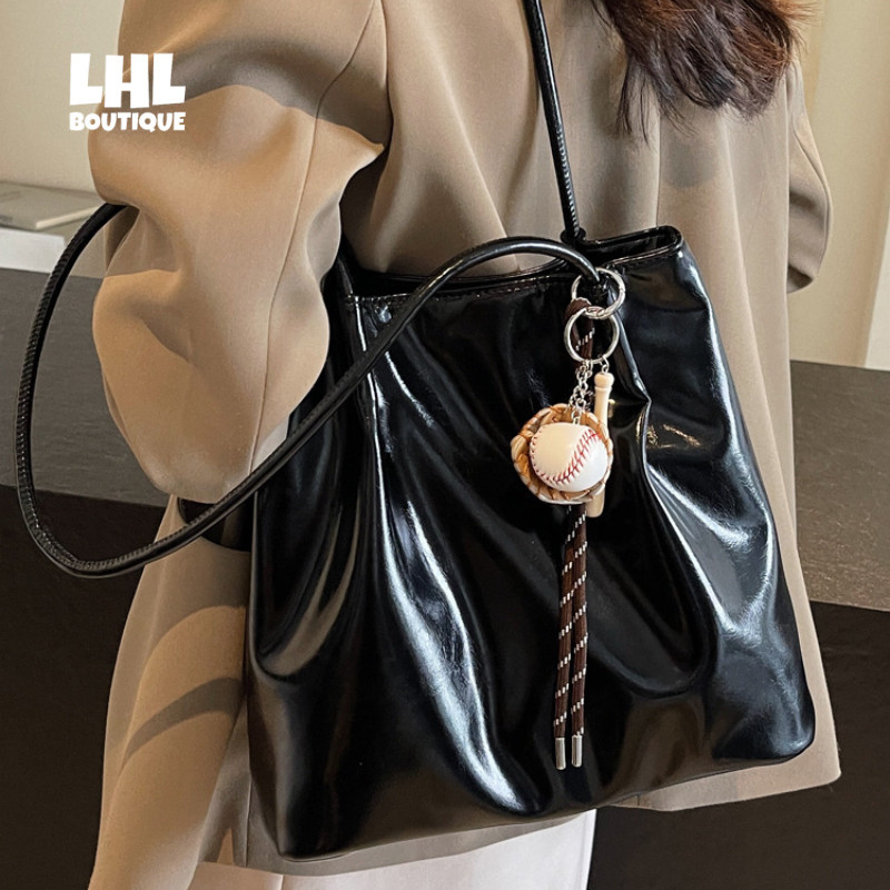 LHL BOUTIQUE Retro BAG Women's Large-capacity New Casual Simple and VERSATILE Shoulder Bucket Bag COMMUTER Tote Bag