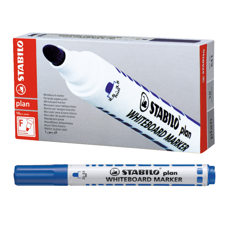 STABILO ปากกาไวท์บอร์ด หัวกลม สีน้ำเงิน รุ่น Plan 641 (10ด้าม)