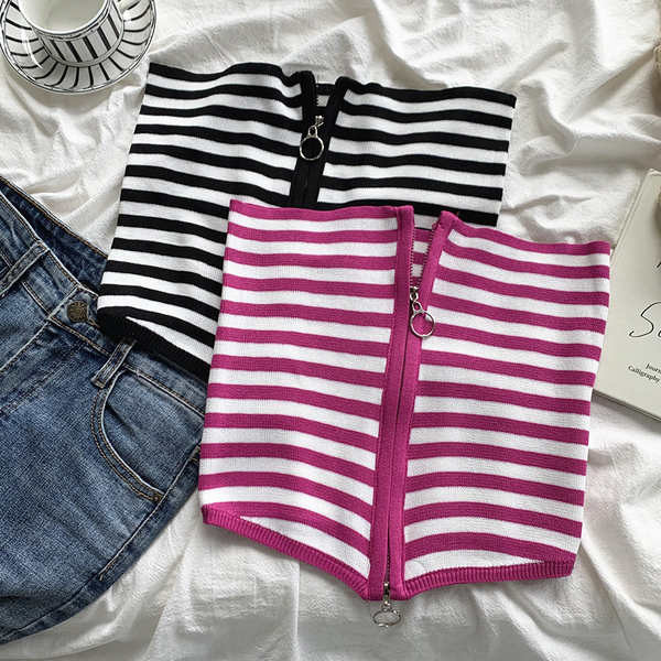 เกาะอกสีแดง สไตล์ตัณหาบริสุทธิ์เซ็กซี่ด้านหน้าดึงโซ่รูปแบบ bandeau ผู้หญิงสวมใส่ฤดูร้อนสายรัดที่สวยงามกลับสั้นถักเสื้อชั้นในเสื้อชั้นในด้านนอก