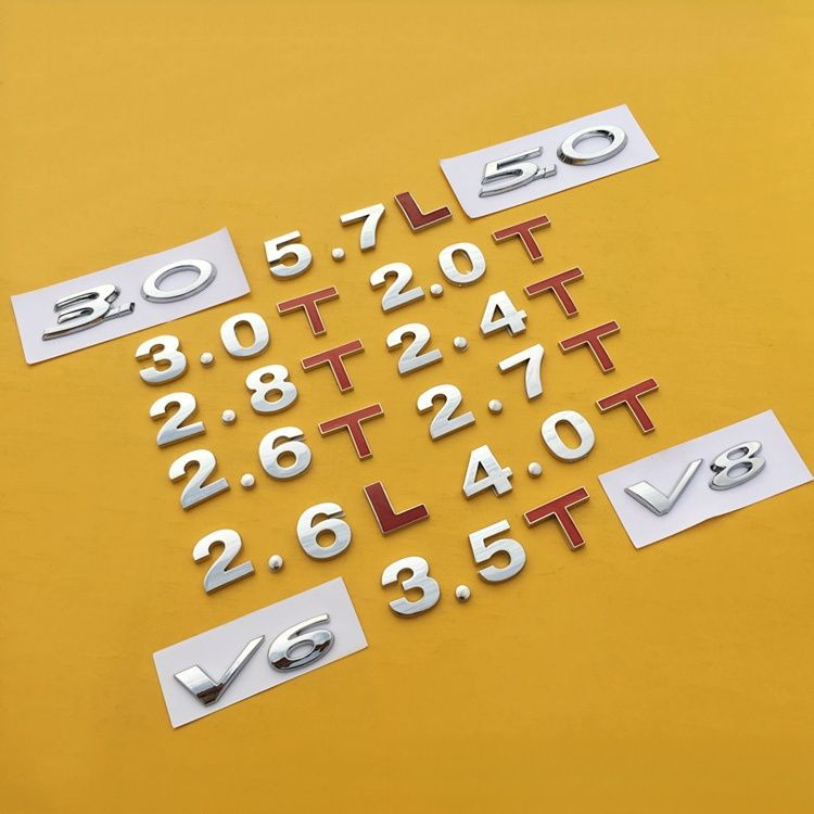 โลโก้รถยนต์4.0t1.8t2.4l3.0l displacement หางป้ายโลหะ2.0