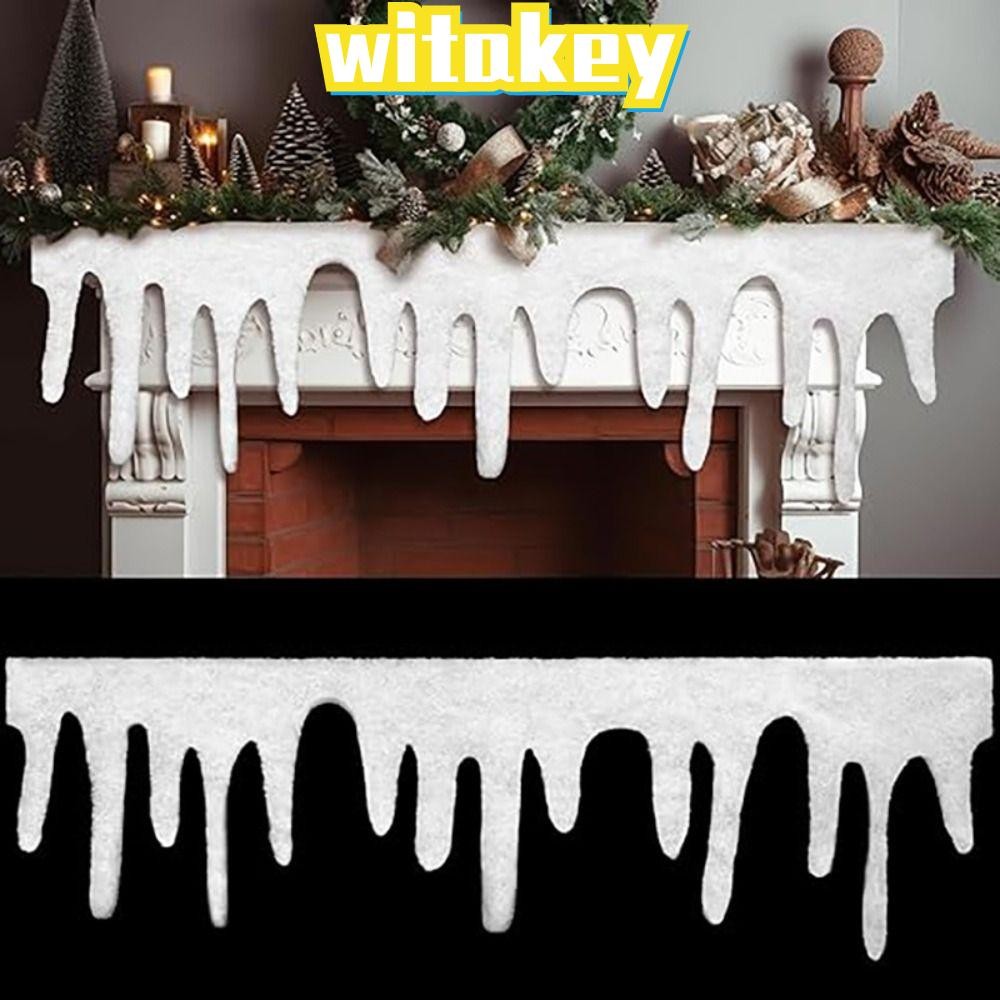 Witakey คริสต์มาสปลอมหิมะผ้าห่ม, Icicle Fringe ตกแต่งหลังคาสําหรับคริสต์มาสตกแต่งวันหยุด Xmas Snow ผ้าห่ม,ไม่ง่ายที่จะ Deform โพลีเอสเตอร์นุ่มปุยหิมะตาราง Runner
