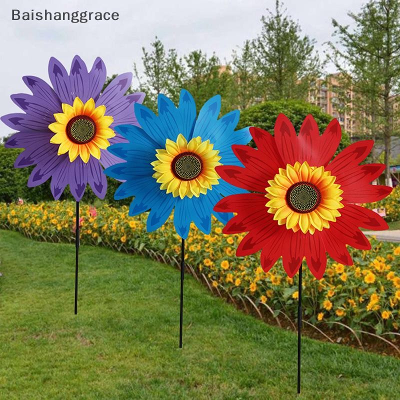 Baishanggrace Sunflower Windmills Wind Spinners สําหรับบ้านสวน DIY เด็กกิจกรรมกลางแจ้งเค้าโครง Pinwheels ของเล่น HHT