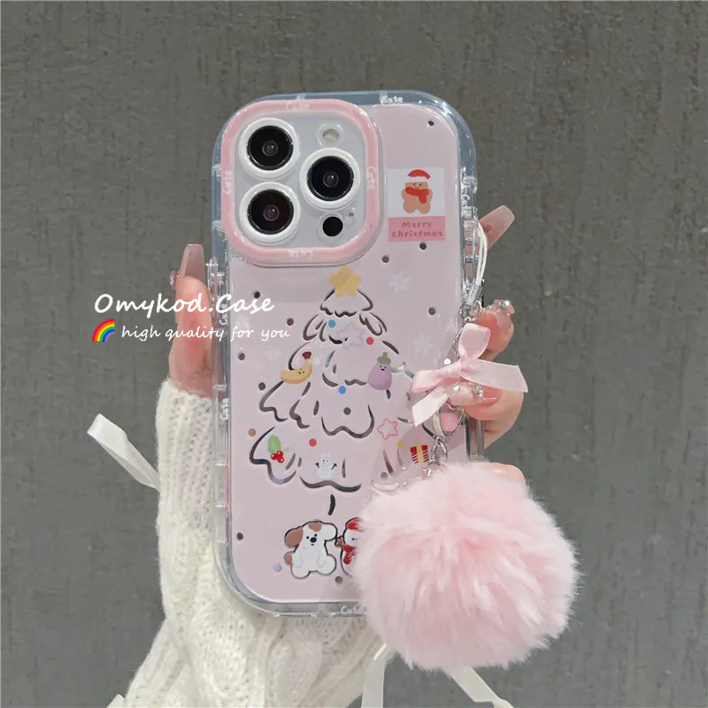 หรูหรากระจกสําหรับredmi 12 4G 13C 12C 9A 9C A3 หมายเหตุ 11 8 Pro 9s 13 10 Pro 4Gเคสโทรศัพท์INSน่ารักต้นคริสต์มาสลูกสุนัขน้อยการ์ตูนโซ่Anti Dropกันกระแทกป้องกัน