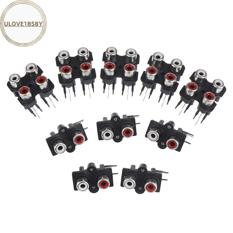 Ulove1bsby 5 ชิ้น 2/4 หลุม RCA หญิงสเตอริโอแจ็คเสียง AV Audio อินพุตซ็อกเก็ต Connector TH