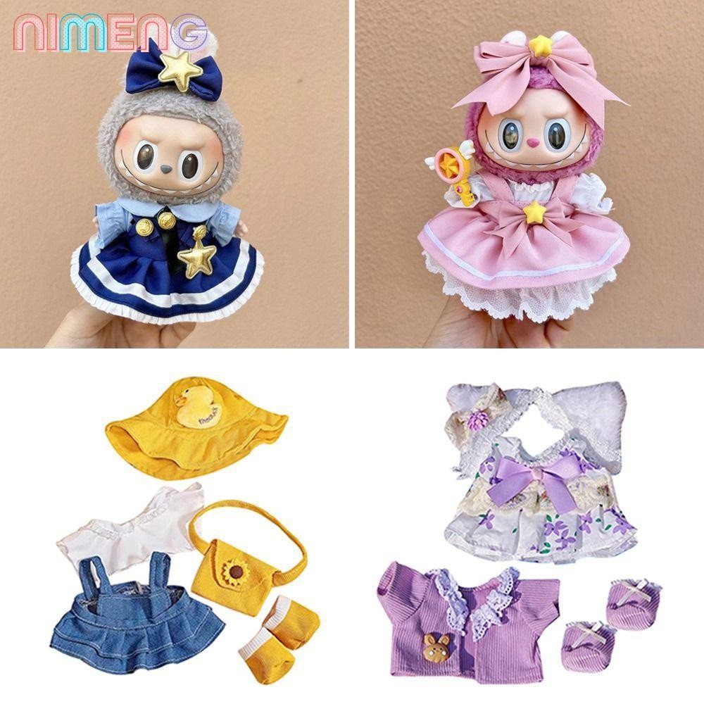 เสื้อผ้าตุ๊กตา NIMENG Labubu Time To Chill Filled Handmade Doll Accessories ของขวัญ Cos ทนทาน|กระโปรงผ้าโปร่งปักเลื่อมโบว์เสื้อผ้าตุ๊กตาทํามือ