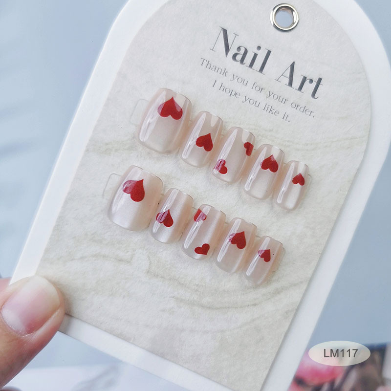 10ชิ้นแมวตาที่ทําด้วยมือกดบนเล็บเงาเล็บปลอมกับวุ้นสติกเกอร์ อืม117