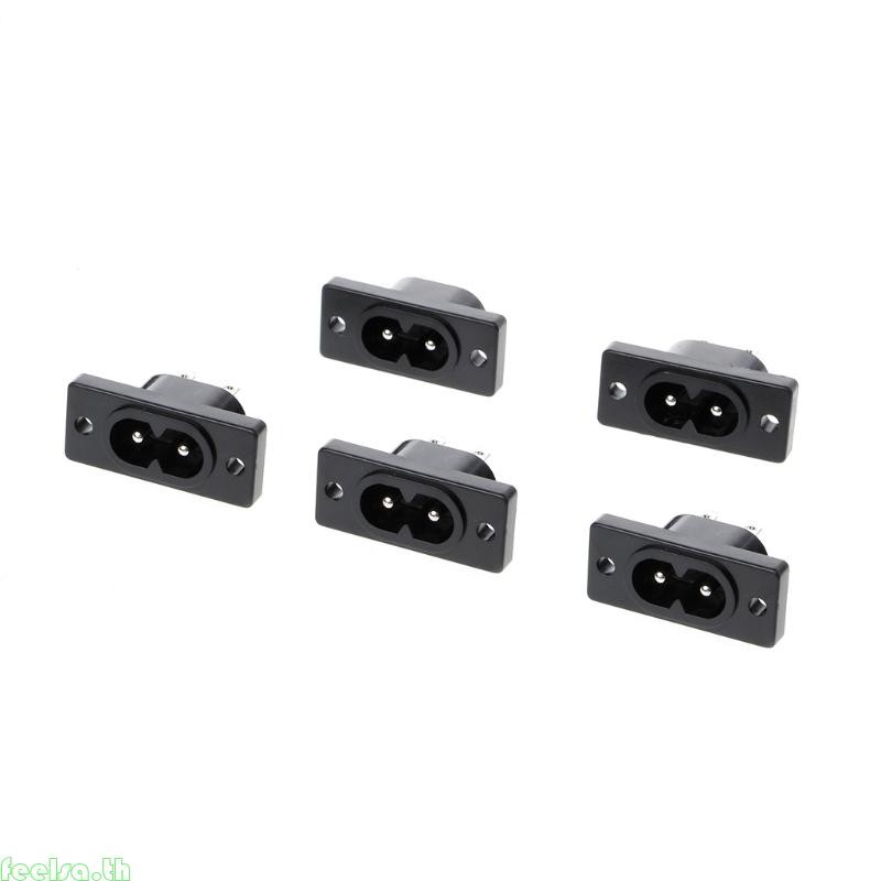 Feela 5 ชิ้น IEC320 C8 2 เทอร์มินัลปลั๊กไฟซ็อกเก็ตทางเข้า AC 250V 2 5A