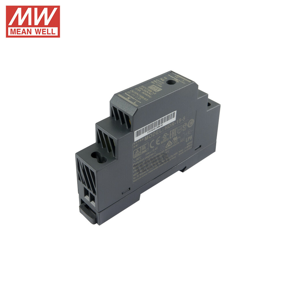 HDR-15-5 | MEAN WELL DIN Rail Switching Power Supply 5V 2.4A 12W รับประกัน 3 ปี ออกใบกำกับภาษีได้