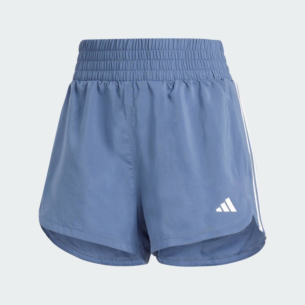 adidas เทรนนิง กางเกงเทรนนิงขาสั้นผ้าทอเอวสูง Pacer 3-Stripes ผู้หญิง สีน้ำเงิน IS1663