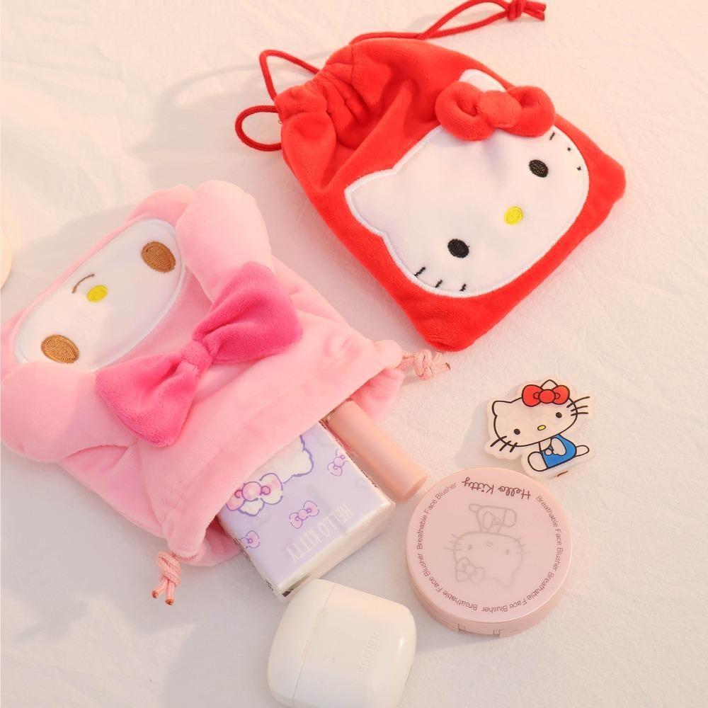 Seventhalf กระเป๋าหูรูด My Melody, สไตล์ญี่ปุ่น Kawaii Hangyodon กระเป๋าเก็บ, น่ารัก Cogimyun Kitty Cat Marumofubiyori Kuromi Drawstring Bag Camping