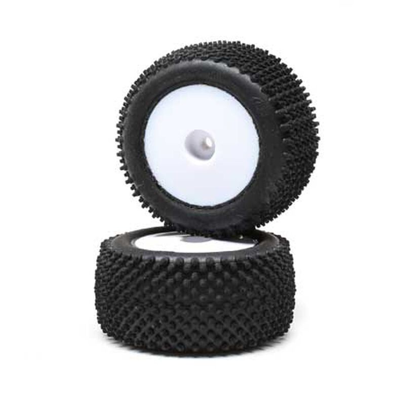 LOSI Pin Tires, Rear, Mounted, White (2): Mini-T 2.0 ศูนย์ไทย