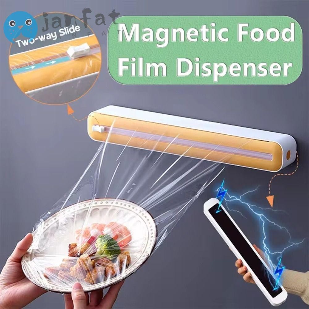 Janfat เครื่องตัดฟิล์มยืด,อลูมิเนียมฟอยล์ 2-in-1 Cling Film Dispenser, ABS อุปกรณ์ครัว Home Kitchen Cutter กล่องเก็บ