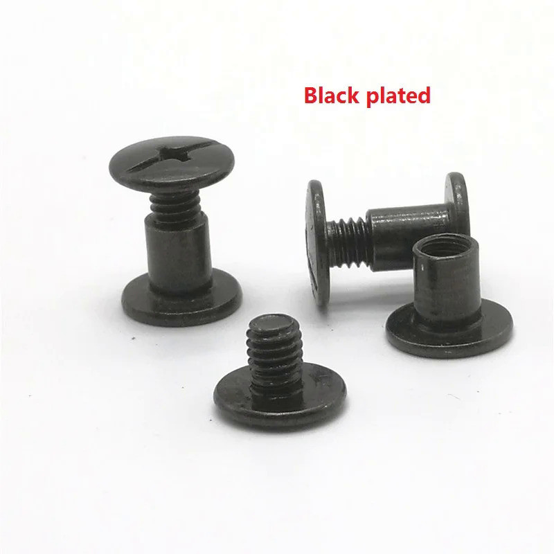 100 sets M5*4/5/6/8/10/12/15/18/20/25/30 Black Plated Account Books Screw , Snap Rivet Chicago Screw