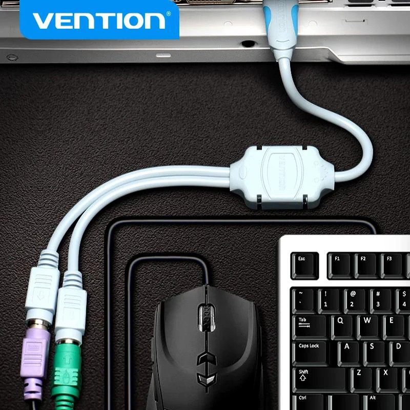 Vention สายแปลง USB เป็น PS2 USB ชายกับ PS/2 หญิงอะแดปเตอร์สายต่อ USB สําหรับคีย์บอร์ดเมาส์สแกนเนอร์