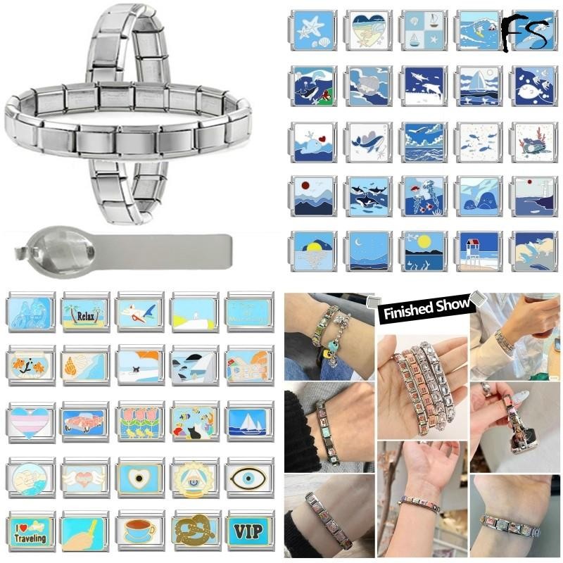 อิตาเลี่ยน Charm Links สําหรับสร้อยข้อมือ Fit 9 มม.สร้อยข้อมือสแตนเลส Diy เครื่องประดับทําอุปกรณ์เสริม Retro บุคลิกภาพโมดูลสร้อยข้อมืออุปกรณ์เสริม