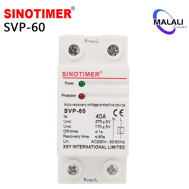 Svp-60 รีเซ็ตตัวเองเฟสเดียวอัจฉริยะป้องกันแรงดันไฟฟ้าเกินและแรงดันตกรีเซ็ตอัตโนมัติล่าช้าตัวป้องกันในครัวเรือน 220V