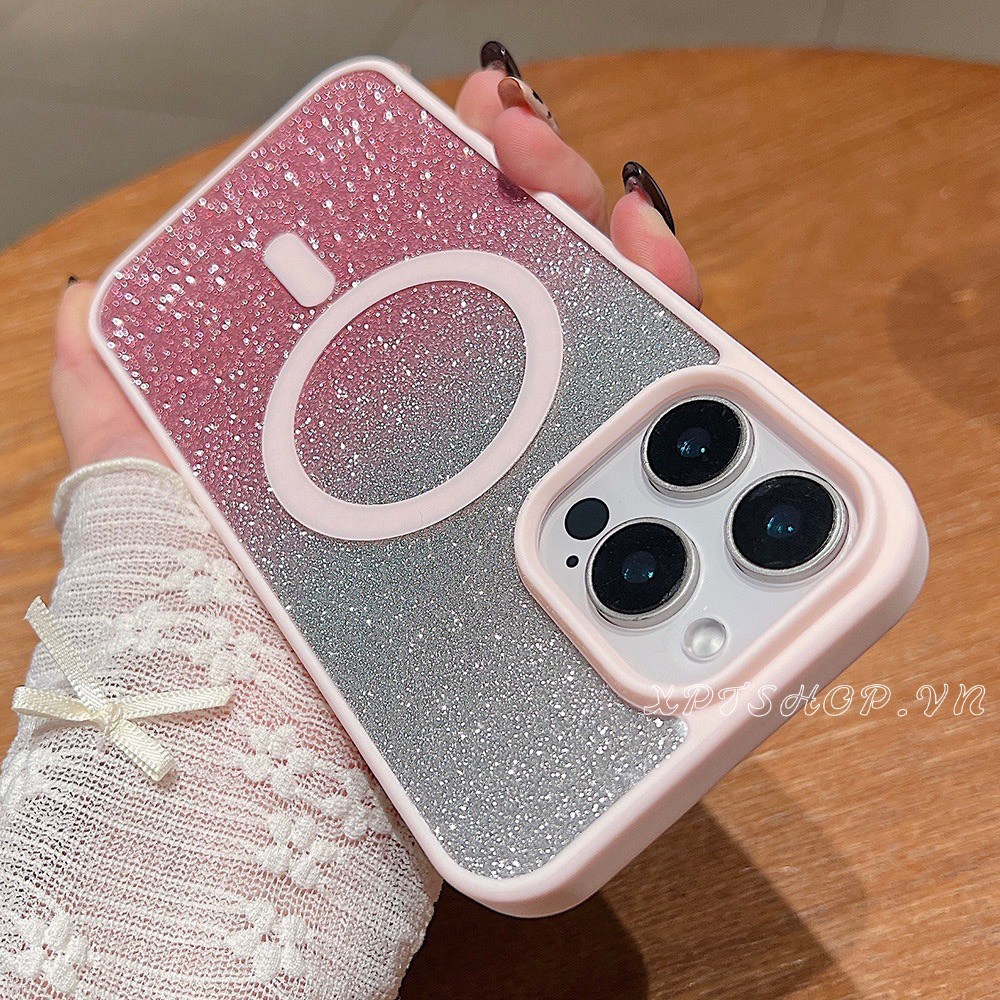Magnetic Gradient Glitter Macaroonอะคริลิคเคสโทรศัพท์สําหรับiPhone 16 Pro Max 16 Plus 15 Pro Max 14 13 12 11 Pro Max XR IXปลอกกันกระแทก