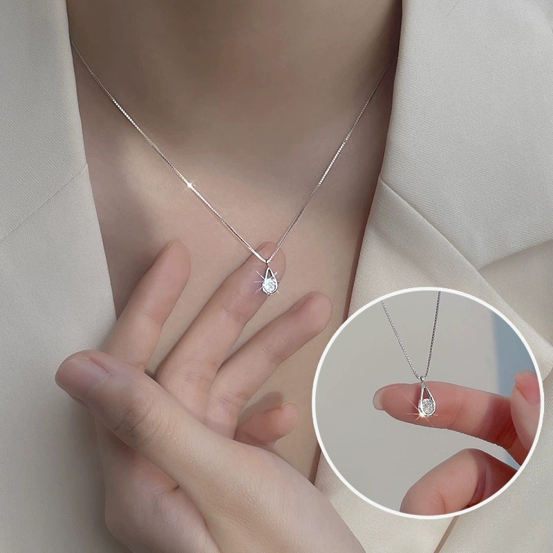 MagpieZircon Water Dropสร้อยคอผู้หญิงฤดูร้อนLuxury Niche DesignเรขาคณิตClavicle Chainสไตล์ใหม่