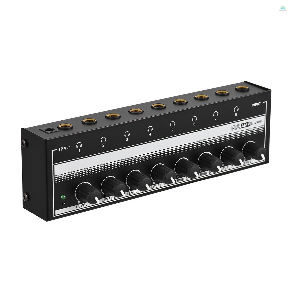 เครื่องขยายเสียงท้องถิ่น Ha800 เครื่องขยายเสียงหูฟัง Audio Amp. แอมป์ไมโครโฟนสเตอริโอเสียงขนาดเล็ก 8 ช่องขนาดกะทัดรัดพิเศษพร้อมอะแดปเตอร์แปลงไฟ