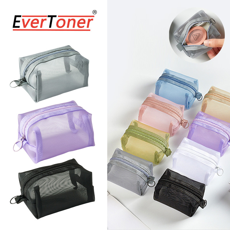 Evertoner Gauze Storage Bag Mini Pocket Change Bag กระเป๋าเก็บหูฟัง Data Cable Storage Box Lipstick Zipper Bag