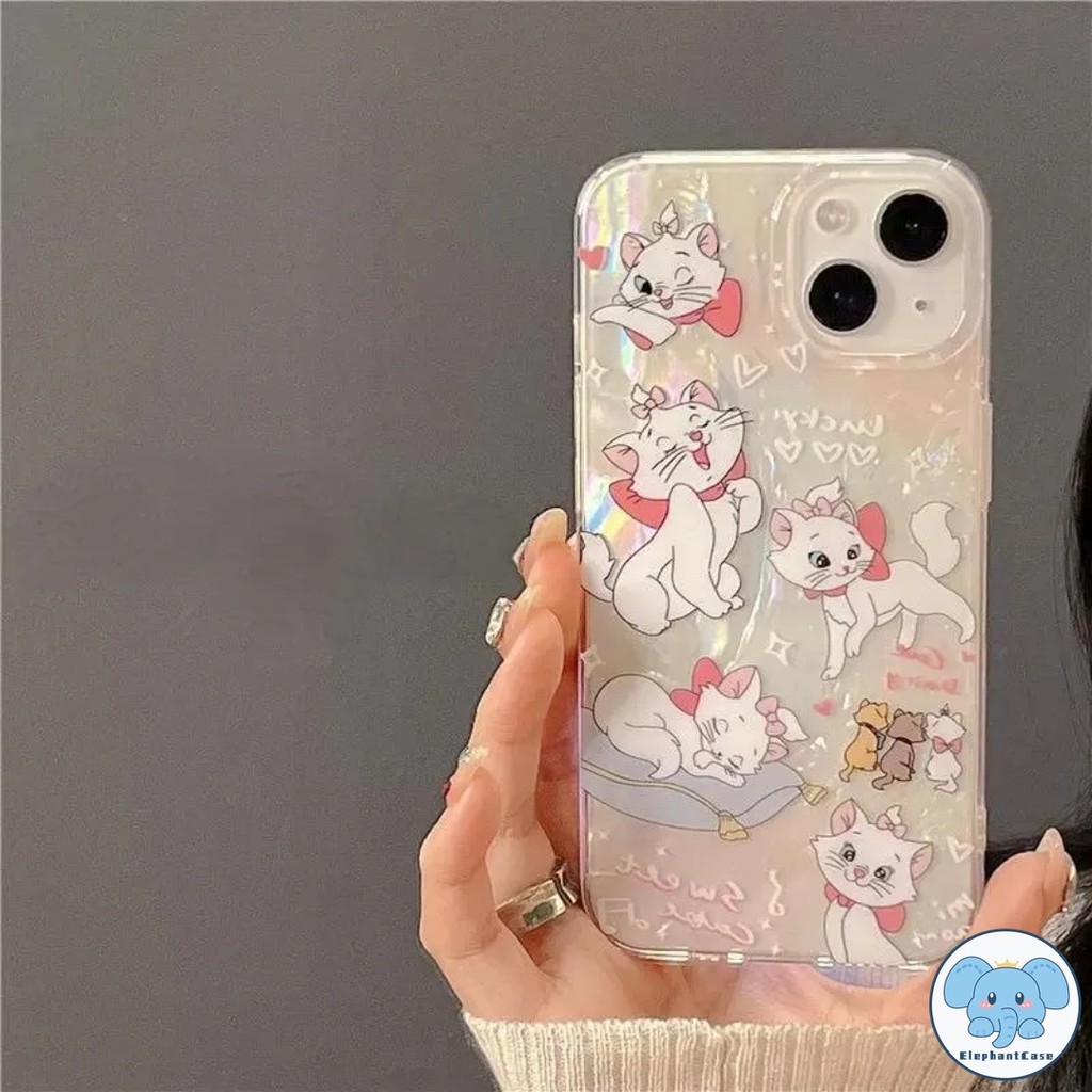 น่ารักการ์ตูนแมรี่แมวเข้ากันได้เคสไอโฟน 11 16 15 13 14 12 Pro Max 7 8 16 15 14 Plus XR X XS Max SE 2020 กระดาษลูกอมเคส