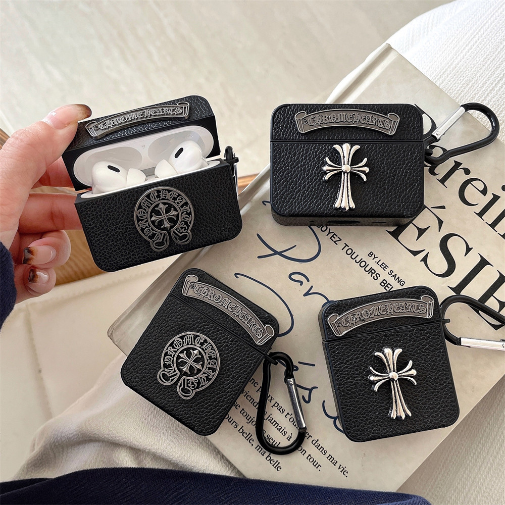 3D โลหะหนังสําหรับ Apple AirPods 1 2 3 4 Rd Pro 2 หมุดโลหะโลโก้สําหรับ Airpods Pro 3 2 Anti-drop กรณีบลูทูธหูฟังชาร์จกล่องเก็บตะขอ