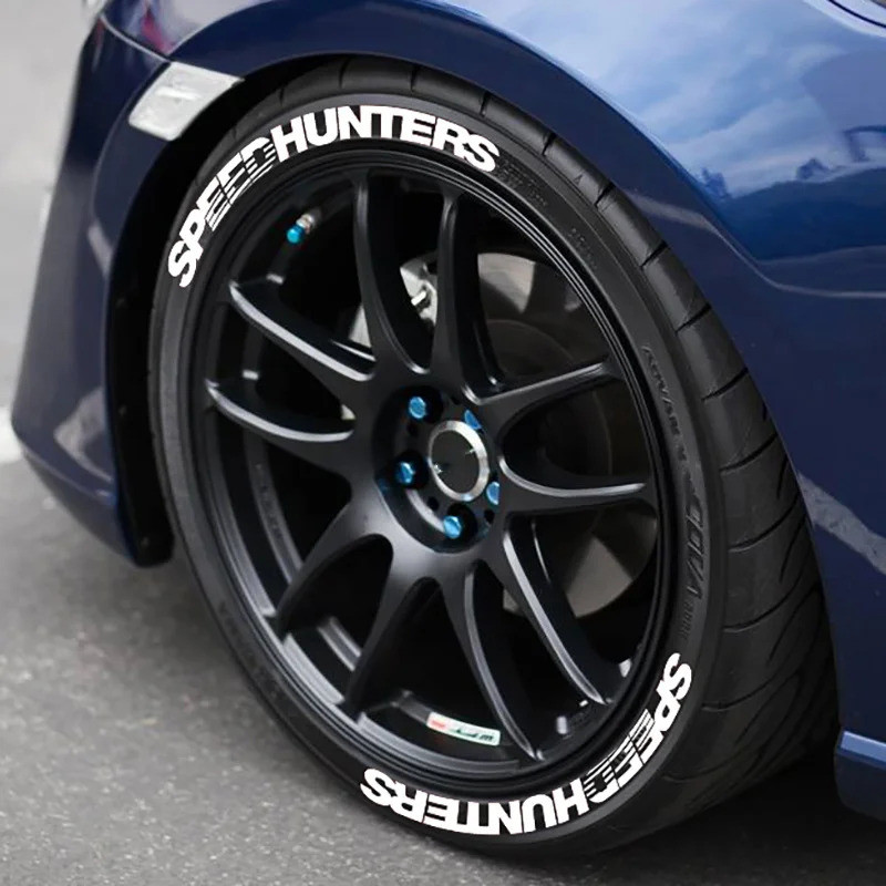 2pcs For One Tire SPEEDHUNTERS Car 3D Tire Letter Sticker Trend Auto Wheel Styling Decor Decals Wate