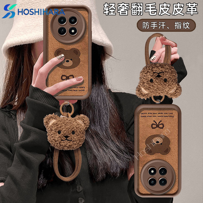 เคสโทรศัพท์ Realme 13+ 13 12 12X Pro + Plus 5G เคส ดีไซน์ใหม่ หนังเรโทร 3D ตุ๊กตาหมีการ์ตูนน่ารัก ปกซิลิโคนนุ่มพร้อมเชือกคล้อง