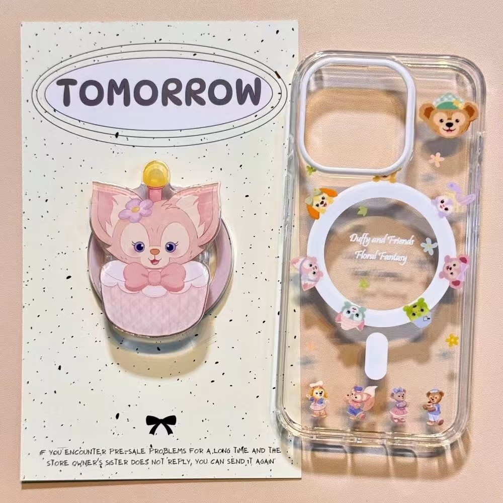 น่ารัก Lingna Belle Duffy Bear Bracket เหมาะสําหรับ s25 +/ s24/s23/s22/S21 เคสโทรศัพท์โปร่งใสNote20/S21 FE Simple s23/22 + Disney s21/20 - รูปที่ 5