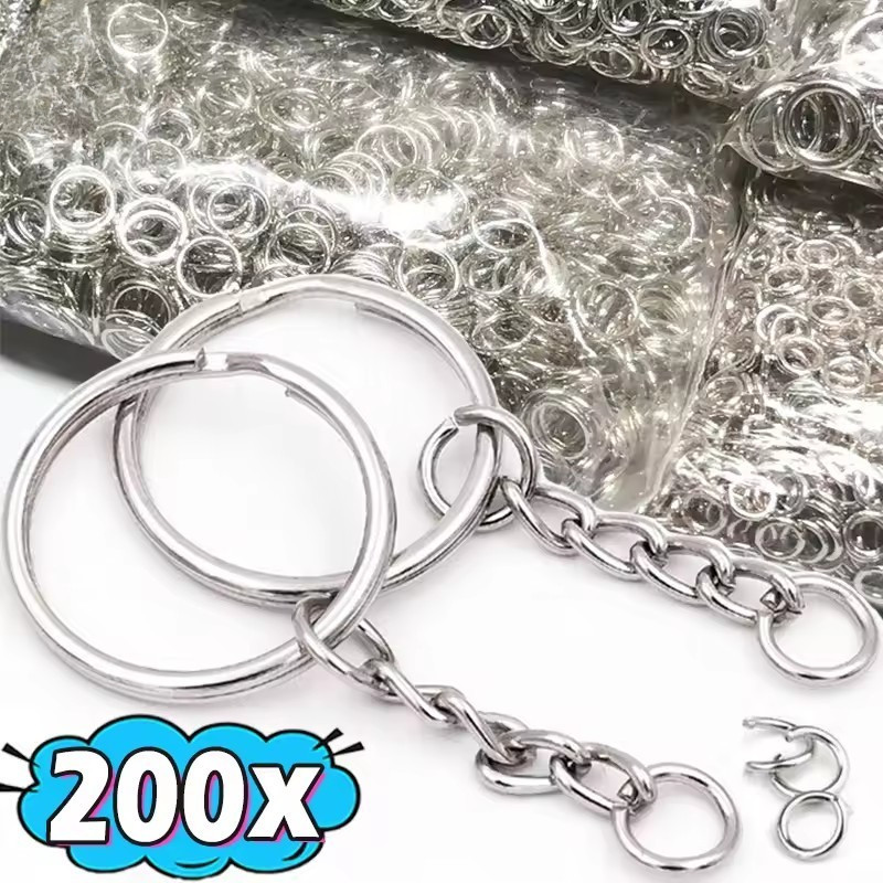 [3-5 วันมาถึง] พวงกุญแจรถ DIY - 50 ชิ้น/ถุงเงินโลหะชุบแหวนกุญแจเปล่า - ยอดนิยมแยกแหวนพวงกุญแจเครื่อง
